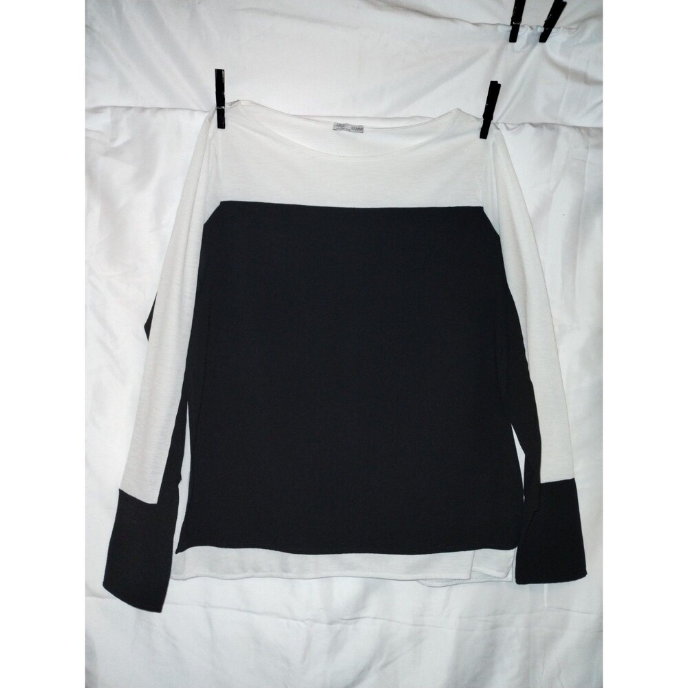 Zara Collection Women’s Black White Colorblock Boat Neck L Pullover Top
